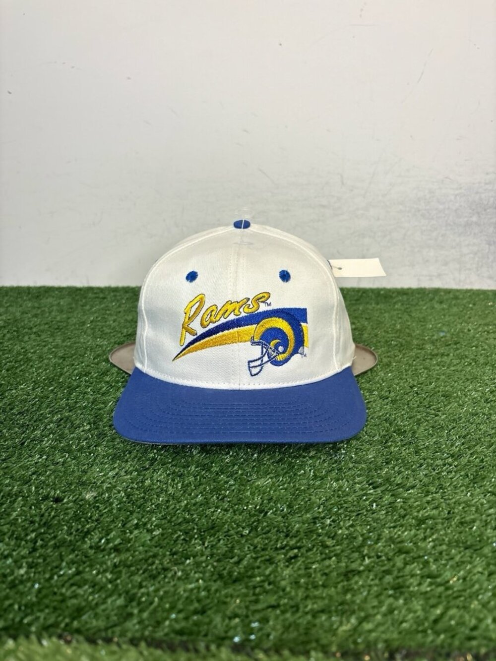 Vintage Los Angeles Rams hat cap snap back white blue annco deadstock mens NFL